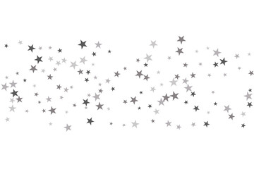 Star confetti. Silver casual confetti background. Bright design pattern.