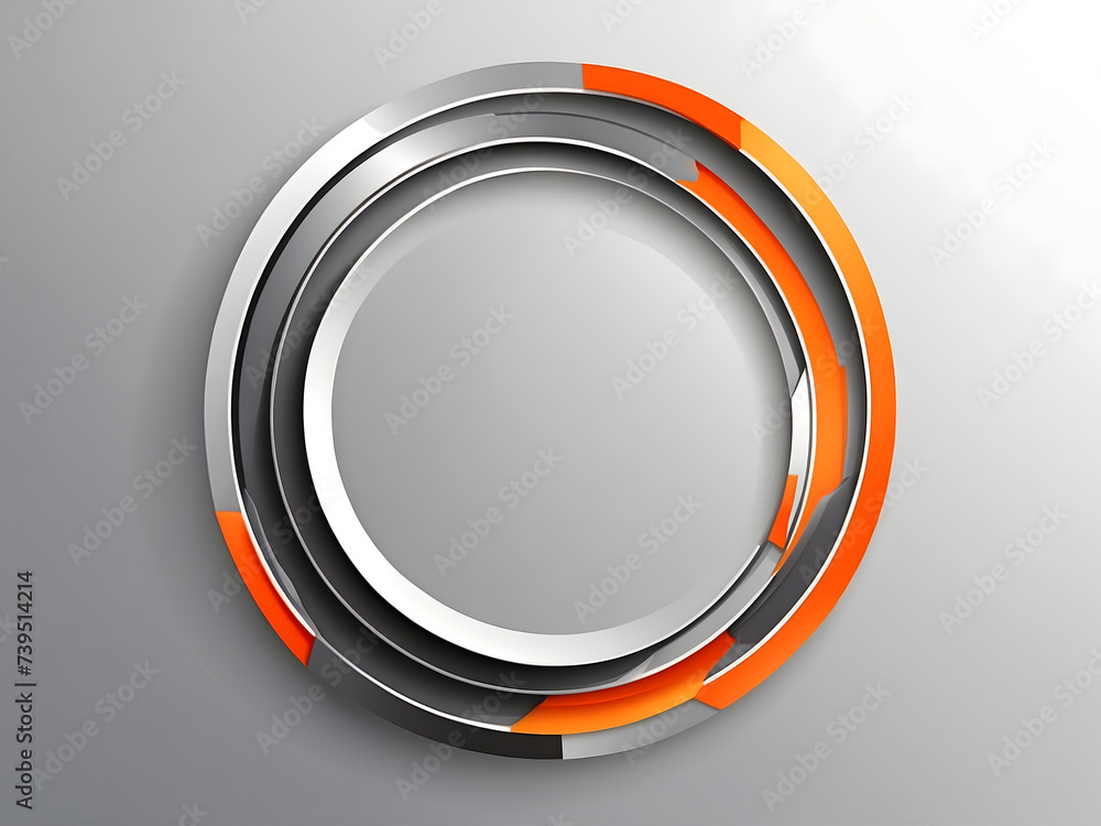 Poster grey circle on an abstract tech background design with orange lighting design. banner design in vect