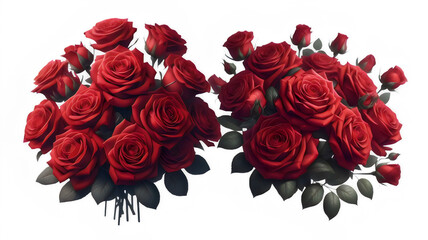Picture a classic bouquet of red roses—the epitome of love and passion. The velvety petals form tight clusters, exuding timeless elegance on transparent background - obrazy, fototapety, plakaty