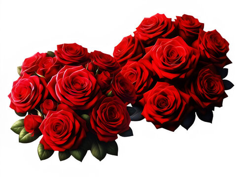 Picture a classic bouquet of red roses—the epitome of love and passion. The velvety petals form tight clusters, exuding timeless elegance on transparent background