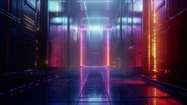 An artistic representation of technology evolution it&rsquo;s detailed, bright, and gives off a futuristic vibe.
The combination of lighting effects and detailed design, Seamless loop animation render