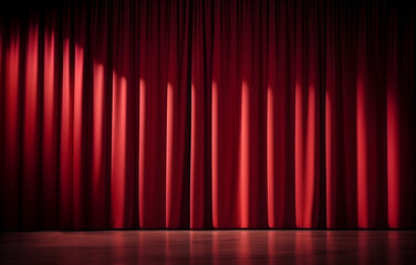 Red curtain theatre or cinema stage background.