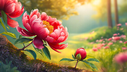 Obrazy na Plexi  Kwiaty różowych piwonii, sezon wiosenny