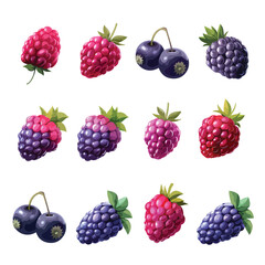 Forest berry. Sweet fruit. 3d vector icons set. R