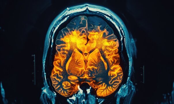 Human brain scan on screen.
