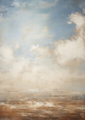 Scenic Blue Sea with Clouds - Contemporary Seascape Painting