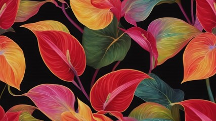 Fototapeta na wymiar Seamless pattern of anthurium flower. Background or wallpaper. Generative Ai
