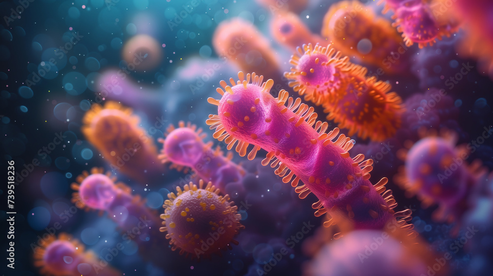 Aufkleber explore microscopic landscape, viruses and bacteria exhibit array of shapes and structures