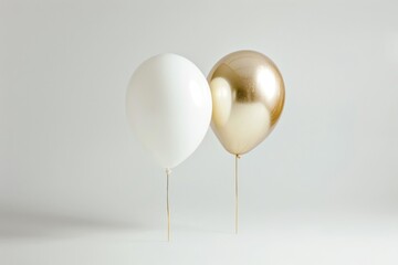 white and gold balloons on white background