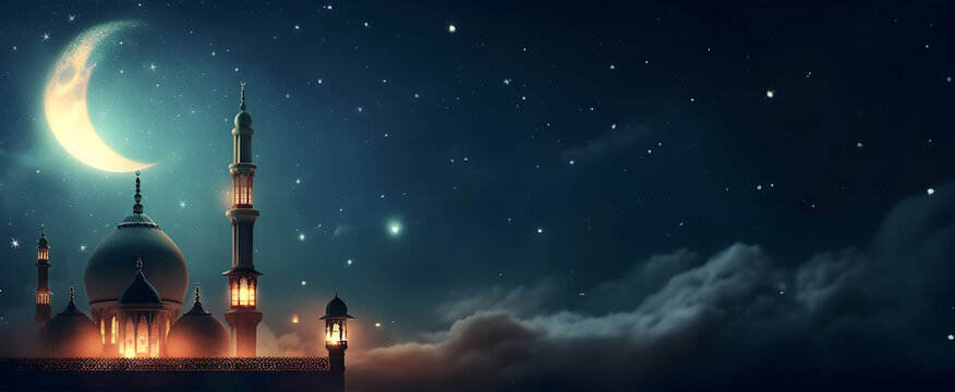 Mosque background with empty space for design Ramadan Kareem greeting card happy Ramadan