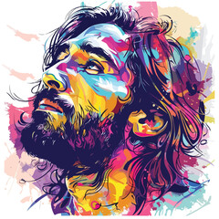 Jesus Christ. Abstract colorful background. Digit