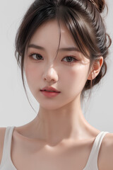 Fototapeta premium Gorgeous Asian Young Female Model - Fashion or Cosmetics Model - Surreal Beauty with Perfect Fine Features - Beautiful Smooth Hair