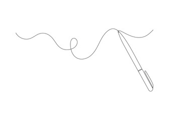Pen write, one continuous line drawing. Writing wave thin stroke. Minimalism simple linear style. Study and education concept. Doodle hand drawn continuous contour. Vector