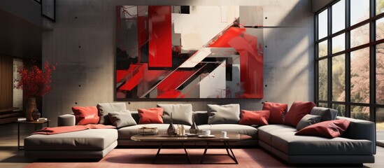 Glossy crimson and grey forms aligning Red Curve,