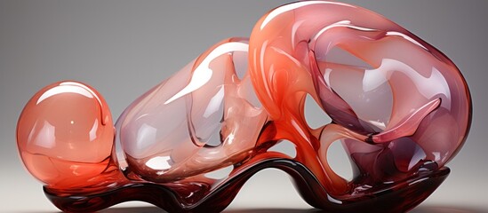Glossy crimson and grey forms aligning Red Curve,