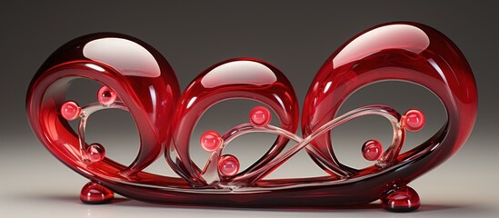 Glossy crimson and grey forms aligning Red Curve,