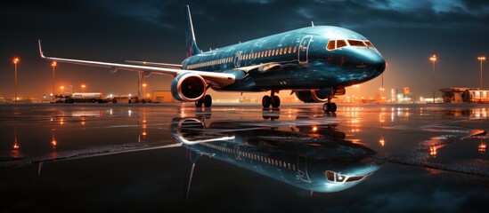 the runway guides the plane, a beacon in the night directing