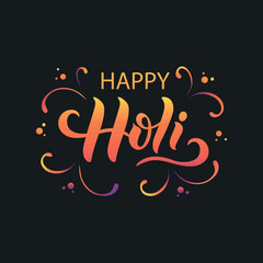 Happy Holi handwritten text. Hand lettering, modern brush ink calligraphy isolated on white background. Indian festival of colors theme. Vector illustration Typography flat design for card, poster