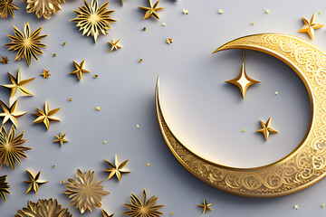 lantern islamic Mosque, crescent moon Ramadan Kareem themed illustration background, eid