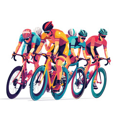People group of cyclists in sport competition iso