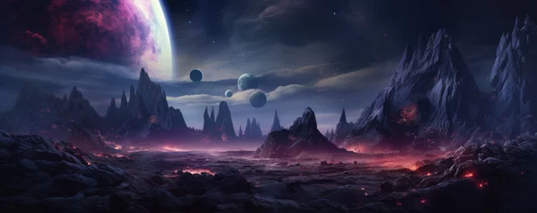 Poster Amazing landscape of futuristic alien planet © Daniela