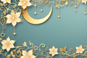 lantern islamic Mosque, crescent moon Ramadan Kareem themed illustration background, eid