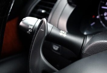 Gear shift paddle on steering wheel. Gear levers in the steering wheel. Steering Wheel Paddle...