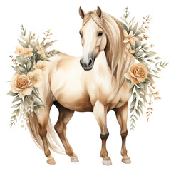 horse with flowers illustration

