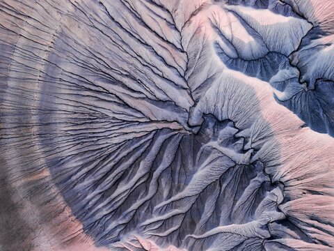 Canyons and ridges drone photo. Alluvial fans from above. Moab. Hanksville. Utah. USA
