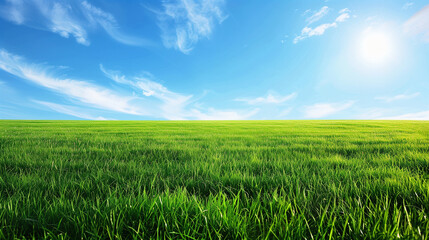 green grass and blue sky