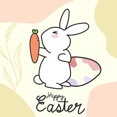 Boho Easter Vector illustration. Easter eggs, bunnies. Abstract Easter minimal
