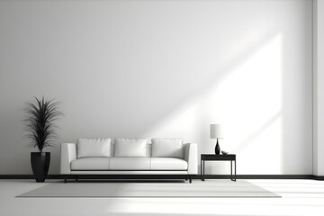 Modern interior monochrome room with black and white furniture - Ai generated