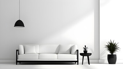 Modern interior monochrome room with black and white furniture - Ai generated