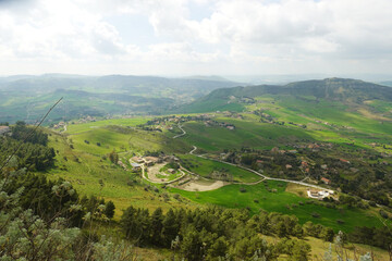 Fototapeta na wymiar A panorama of agriculture countryside around Enna, Sicily, Italy