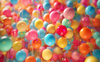 A delightful assortment of colorful balloons, perfect for adding a touch of joy to any backdrop or artwork. Generative AI