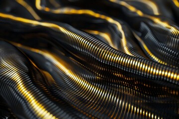golden stripe on the black background in the style of layered mesh Generative AI