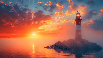 A schedule that is confidently increasing, like a lighthouse guiding a course towards succes - obrazy, fototapety, plakaty