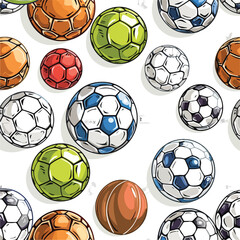 Sport ball seamless pattern vector isolated White