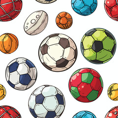 Sport ball seamless pattern vector isolated White
