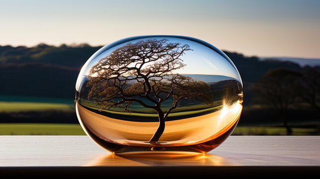 A smooth and polished surface of an oak, reflecting the world around, like a mirror of natu