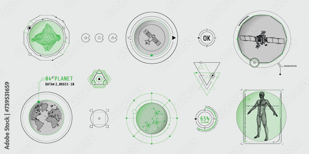Poster design elements for infographic of data communication.