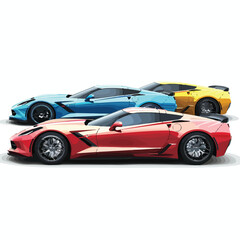 Striking concept sports cars in red blue and yell