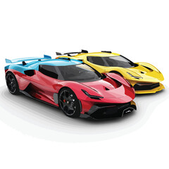 Striking concept sports cars in red blue and yell