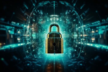 Secure data files. encrypted interface, lock symbol, safeguarding personal information