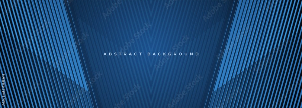 Poster dark blue abstract modern background with blue 3d stripes. futuristic technology concept banner desi