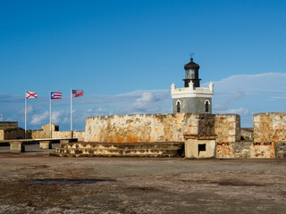 Colonial Spanish Fortress in a Bright Sunny Day