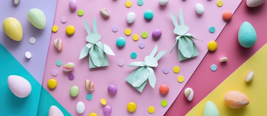diy paper Easter bunny and colorful candies