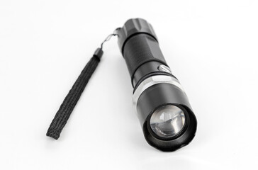 tactical led flashlight isolated on white background