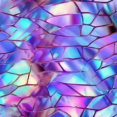 Holographic foil textures, iridescent and shimmering, futuristic and vibrant.