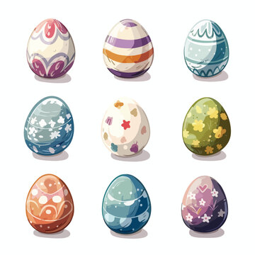 Vector illustration   easter egg icons isolated W